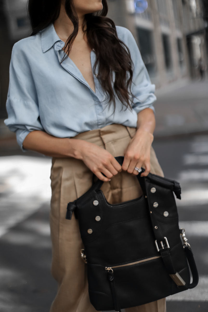 Anna Corinna Cream Leather and Cloth Bag